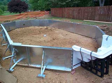 steel wall pool semi-inground installation